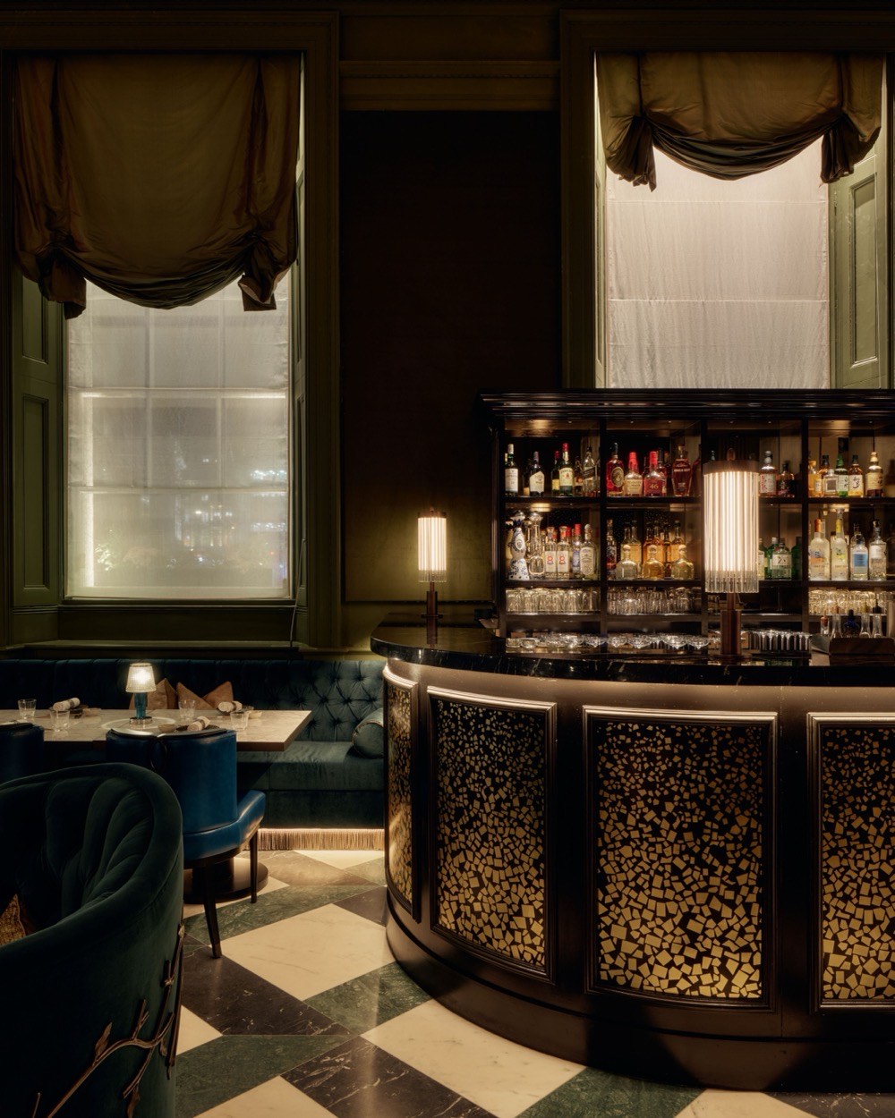The bar and dining room at Aki London
